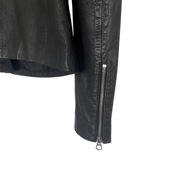 Madewell Washed Leather Moto Jacket Womens XS – Black / Charcoal Gray – NWT $498 - Picture 5 of 13